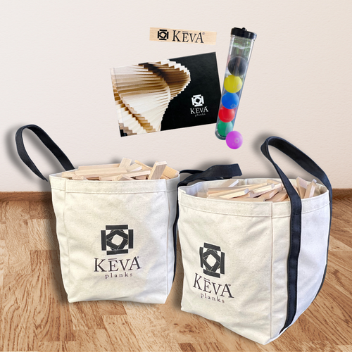 800 KEVA Maple with 2 Canvas Drawstring Totes